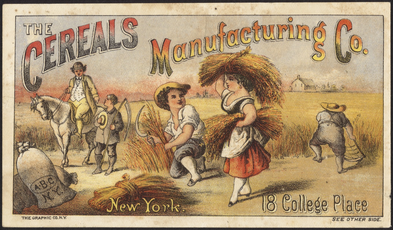 The Cereals Manufacturing Co. New York. 18 College Place.