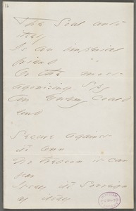 Emily Dickinson, Amherst, Mass., autograph manuscript poem: The soul unto itself, 1863