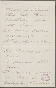 Emily Dickinson, Amherst, Mass., autograph manuscript poem: Further in summer than the birds, 1866