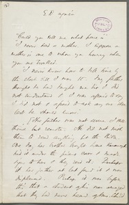 Thomas Wentworth Higginson, Amherst, Mass., autograph letter fragment to Mary Channing Higginson, 17 August 1870