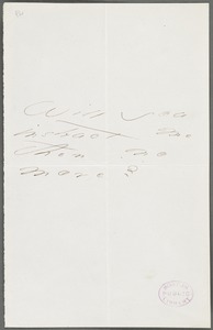 Emily Dickinson, Amherst, Mass., autograph note to Thomas Wentworth Higginson, about 1873
