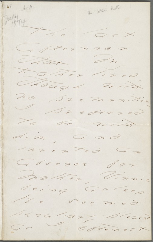 Emily Dickinson, Amherst, Mass., autograph letter to Thomas Wentworth Higginson, July 1874