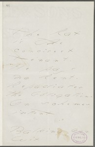 Emily Dickinson, Amherst, Mass., autograph manuscript poem: The Rat is the concisest Tenant, 1876