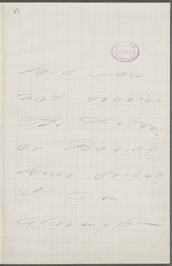 Emily Dickinson, Amherst, Mass., autograph note to Thomas Wentworth Higginson, February 1876