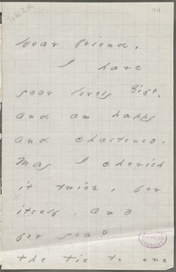 Emily Dickinson, Amherst, Mass., autograph letter to Mary Channing Higginison, Spring 1876