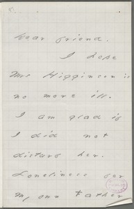Your Scholar (Emily Dickinson), Amherst, Mass., autograph letter signed to Thomas Wentworth Higginson, August 1876