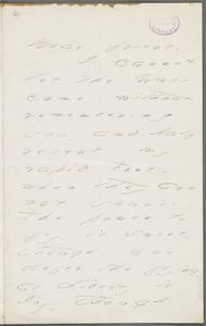Emily Dickinson, Amherst, Mass., autograph letter to Mary Channing Higginson, early Spring 1877