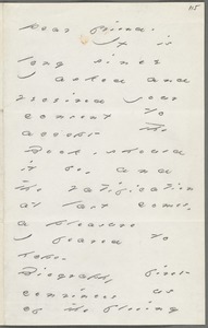 Your Scholar (Emily Dickinson), Amherst, Mass., autograph letter signed to Thomas Wentworth Higginson, February 1885