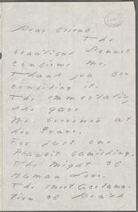 Your Scholar (Emily Dickinson), Amherst, Mass., autograph letter signed to Thomas Wentworth Higginson, late April 1886