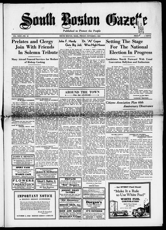 South Boston Gazette. October 04, 1940 Digital Commonwealth