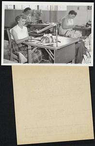 Housewife Turns to Machine. Mrs. John B. Edwards, left foreground, works in a new factory in Cleveland, Ga. Mother of five, she was brought up on a farm. Her husband, a carpenter, was injured in a fall last year. The opportunity to work in the factory was providential. "I do about half the housework before I go to work," she says. "Then I do the other half when I get home in the afternoon." Mrs. Edwards is typical of Southern workers who have been swept up in the industrial upsurge sweeping the South.