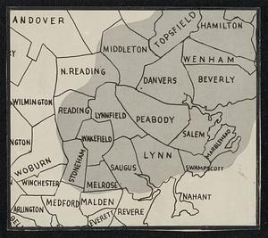 Town map of northeastern Massachusetts