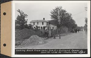 Contract No. 70, WPA Sewer Construction, Rutland, looking back from near Sta. 9, Rutland Sewer, Rutland, Mass., May 28, 1940