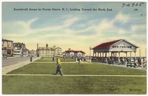 Boardwalk scene in Ocean Grove, N. J. looking toward the north end