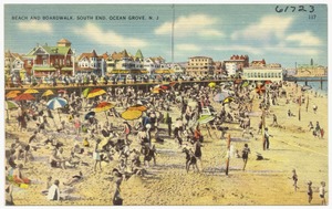 Beach and boardwalk, south end, Ocean Grove, N. J.