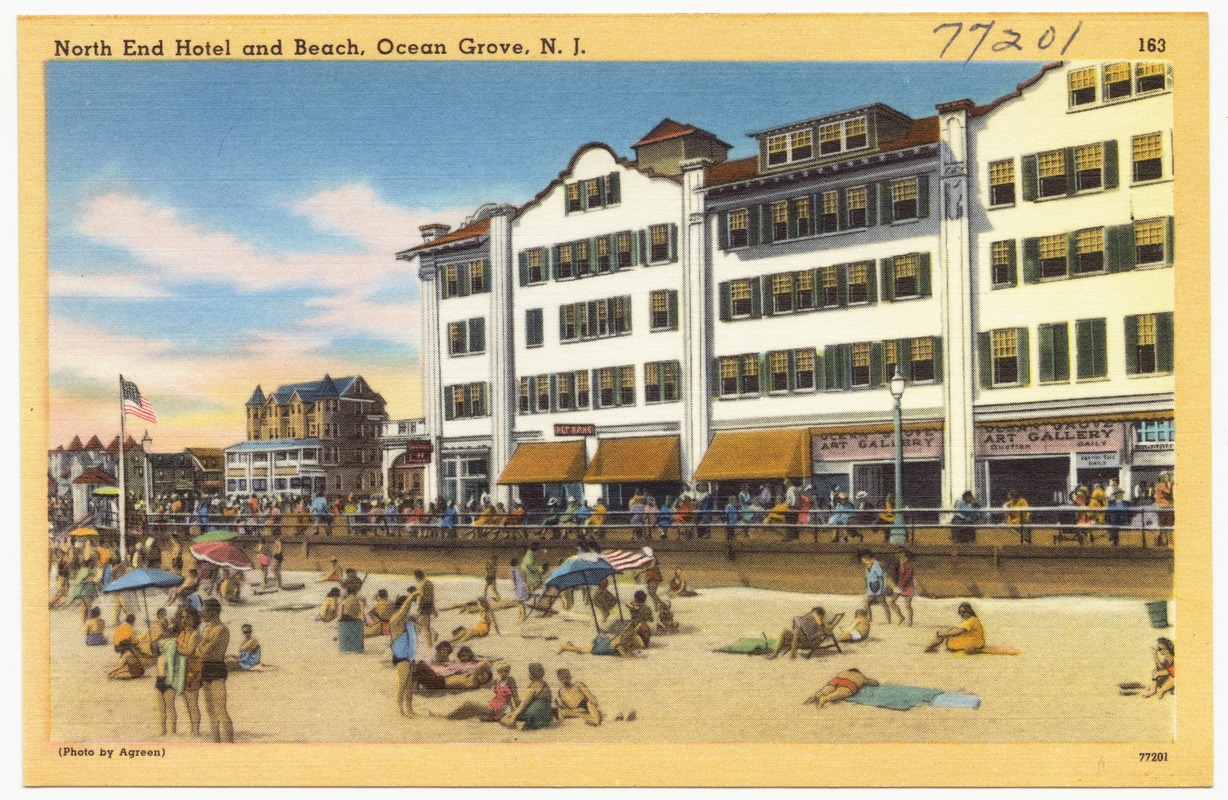 North end hotel and beach, Ocean Grove, N. J. Digital Commonwealth
