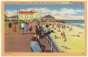 North end beach, boardwalk and north end hotel, Ocean Grove, N. J.