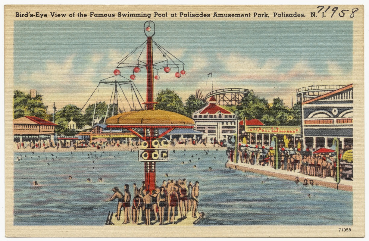 Bird's-eye view of the famous swimming pool at Palisades Amusement Park, Palisades, N. J.