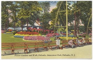 Flower gardens and walk, Palisades Amusement Park, Palisades, N. J.