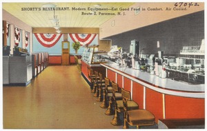 Shorty's restaurant, modern equipment -- eat good food in comfort, air cooled, Route 2, Paramus, N. J.