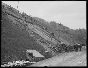 Wachusett Reservoir, repairing slope, station 145, Boylston Street, Clinton, Mass., May 24, 1901