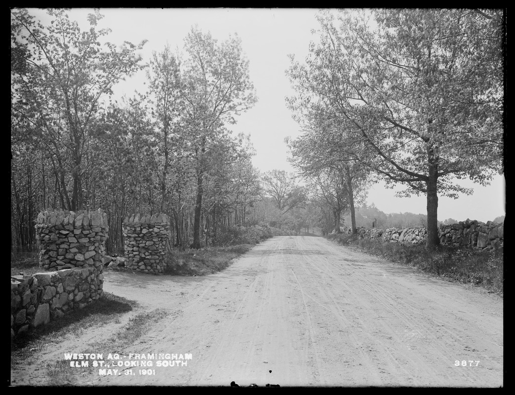 Weston Aqueduct, Elm Street, looking southerly, Framingham, Mass., May 31, 1901