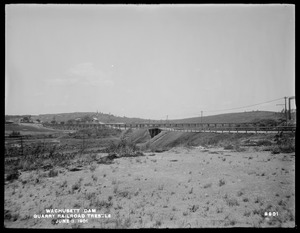 Wachusett Dam, quarry railway trestle, from the southwest, Boylston, Mass., Jun. 3, 1901