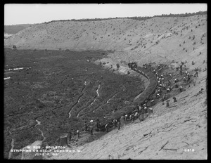 Wachusett Reservoir, stripping on Section 7, loading cars from the hillside, looking southwesterly, Boylston, Mass., Jun. 10, 1901