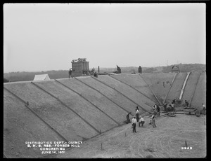 Distribution Department, Southern High Service Forbes Hill Reservoir, concreting in the southerly corner of the basin, Quincy, Mass., Jun. 14, 1901