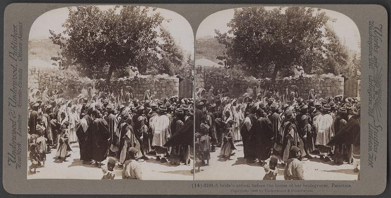 A bride's arrival before the house of her bridegroom - a wedding, Ramallah, Palestine