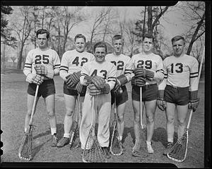 Lacrosse '42, Thomas Collins, Thomas Best, Burt Sheehan, Nils Carlson, John Maloney, and C. Colby Bent