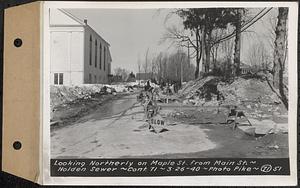 Contract No. 71, WPA Sewer Construction, Holden, looking northerly on Maple Street from Main Street, Holden Sewer, Holden, Mass., Mar. 26, 1940