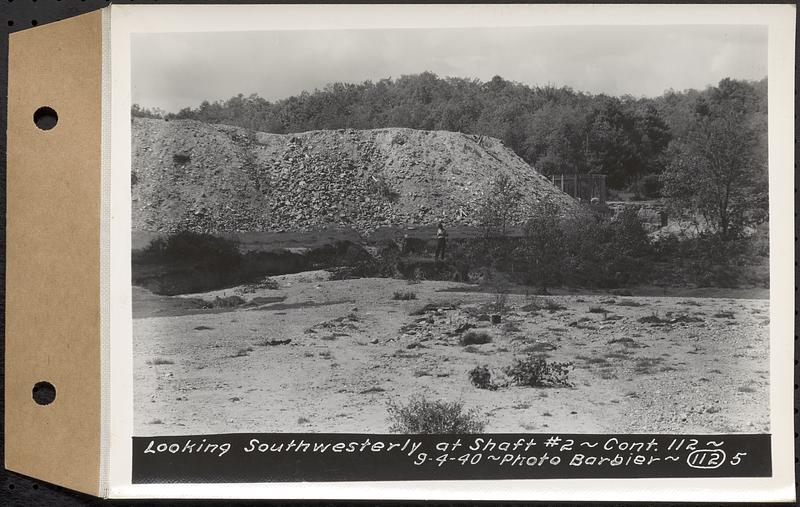 Contract No. 112, Spillway at Shaft 2 of Quabbin Aqueduct, Holden, looking southwesterly at Shaft 2, Holden, Mass., Sep. 4, 1940