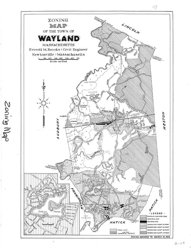 Zoning map of the town of Wayland Massachusetts, 1954