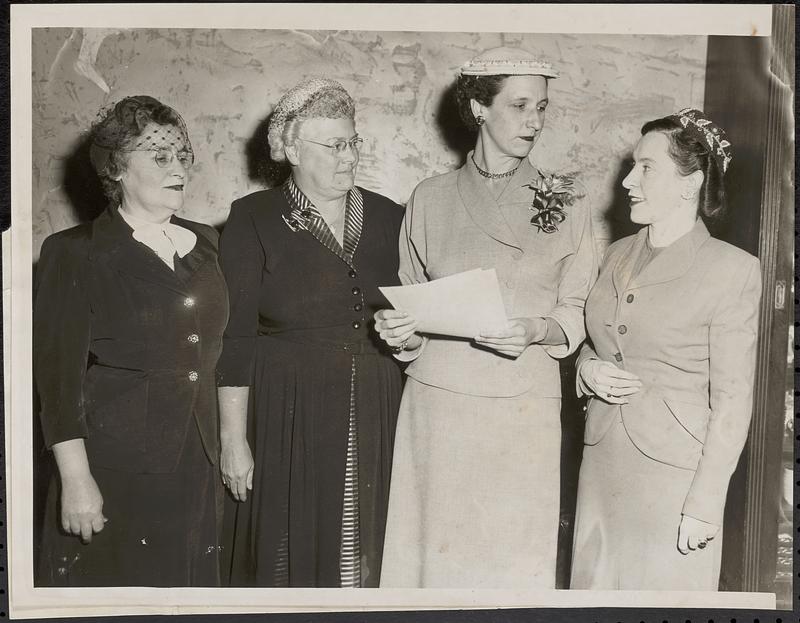 Judge Sadie Lipner Shulman, Mrs. Hazel D. Selby, Dorothea Blender, Diana Auger