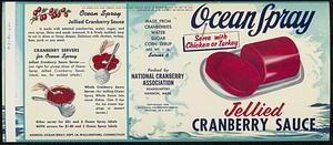 Ocean Spray Jellied Cranberry Sauce 1 lb. Serves 6 Can Label