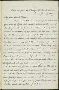 Letter from William Lloyd Garrison, Hotel du pont de l'Europe, 17 Rue de Turin, Paris, [France], to Richard Davis Webb, June 9, 1867
