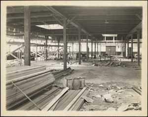 Interior of Mess Hall-shows ceiling hangers & plumbing and heating roughing
