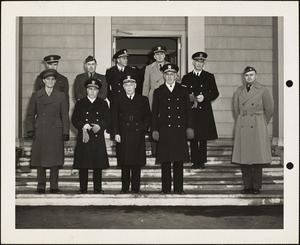 Vice Admiral Leary USN & Staff-An Official Visit to NAS South Weymouth, MA-Capt. V.D. Herbster USN (ret) second from right, front row
