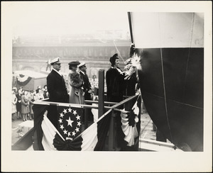 Rear Admiral Robert A. Theobald, USN, at launching of APL-13