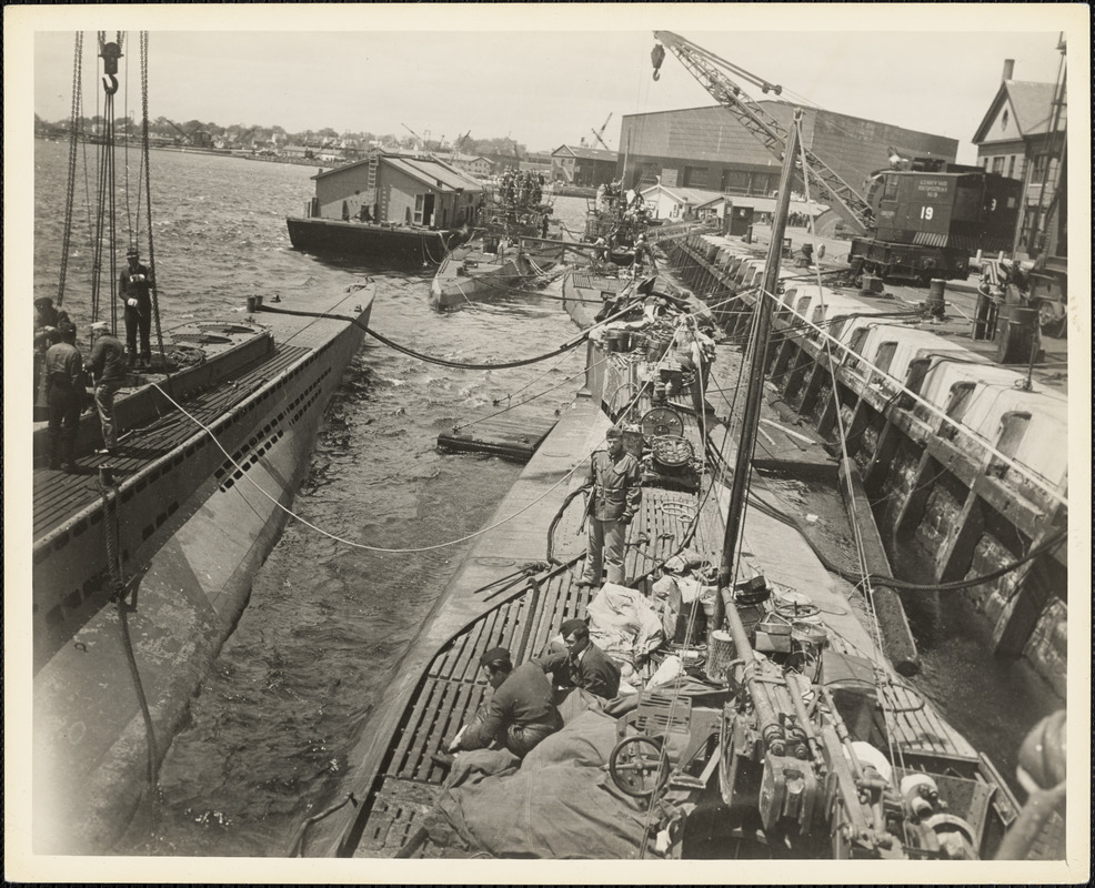 Four German submarines which surrendered to DE's off Portland