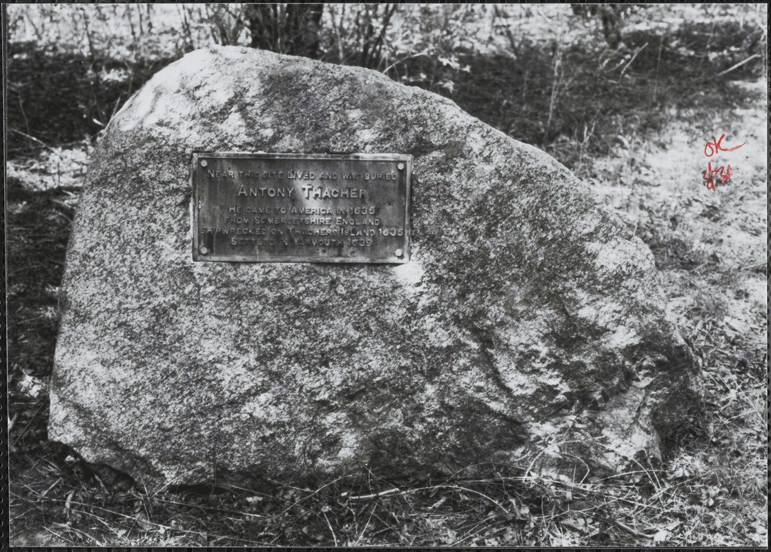 Stone at end of Church St., Yarmouth Port, Mass.