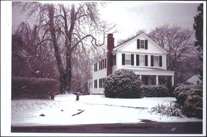 Captain Bangs Hallet House in the snow, 11 Strawberry Lane, Yarmouth Port, Mass.
