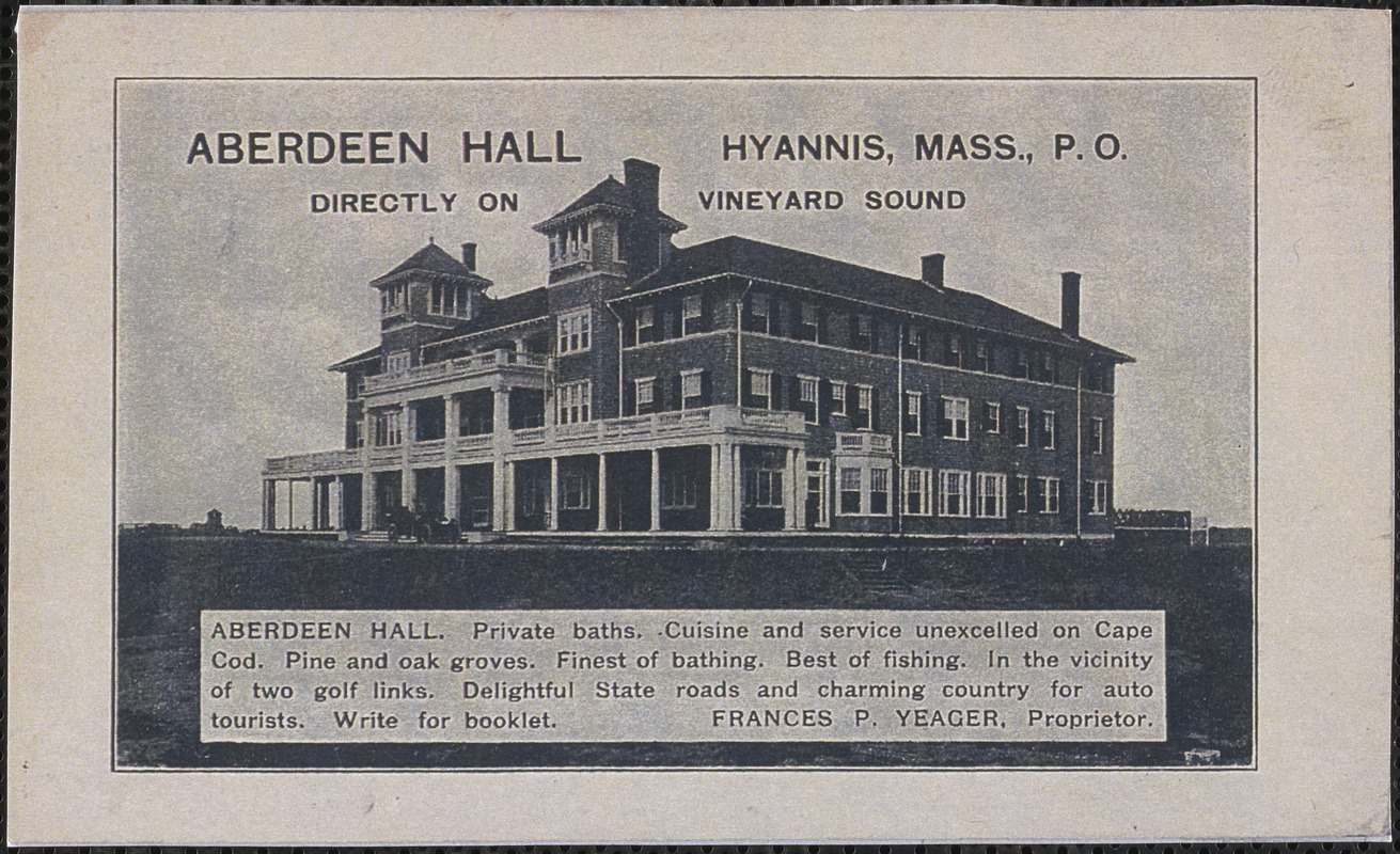 Aberdeen Hall, Frances P. Yeager, proprietor