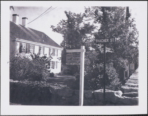 Salt Acre sign at corner of Old King's Highway and Thacher Street, Yarmouth Port, Mass.