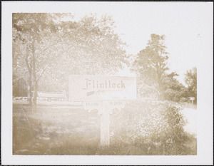Flintlock Street sign, off Thacher Shore Rd, Yarmouth Port, Mass.