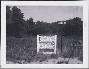 Community sign board, corner of Railroad Avenue and Willow Street, Yarmouth Port, Mass.