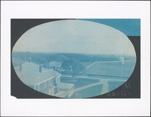 Looking towards windmill from Abell's Tower, corner of Route 28 and Berry Ave., West Yarmouth, Mass.