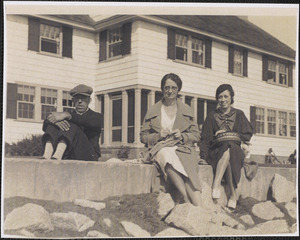 Schirmer house, Mr. and Mrs. Baker are at left and center