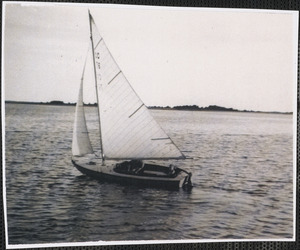 A Beetle Cat boat on Lewis Bay